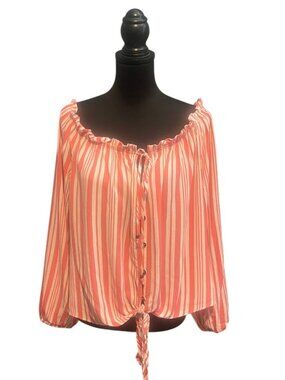 Maurices Striped Off The Shoulder Knotted Crop Top